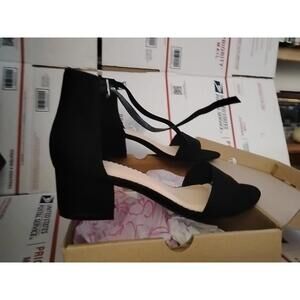 Sugar Womens Size 7.5 Noelle Black Heel Open Toe Ankle Strap Shoes #166